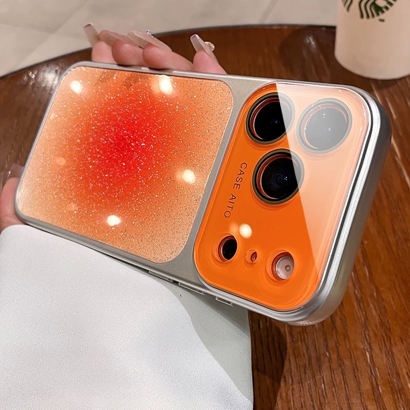 Nuevo gran ventana de verano polvo brillante para Apple 17PROMAX caso de teléfono iPhone 16 botón de silicona a prueba de caídas