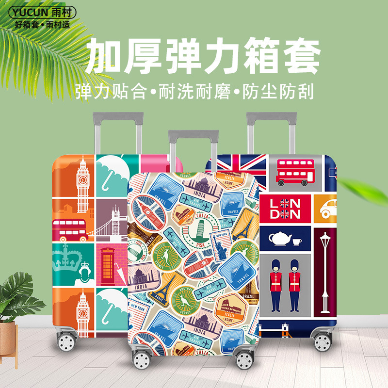 21inch Cartoon Printed Luggage Cover Elastic Thickened Dustproof Trolley Case Wear-Resistant Travel Protective Cover Portable and Casual