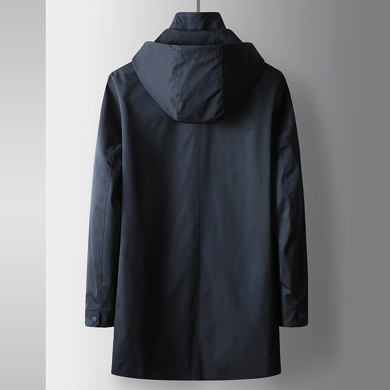 Men's Clothing autumn and winter new style stand up collar detachable hooded top youthful luxury business casual mid length coat_voghion.com