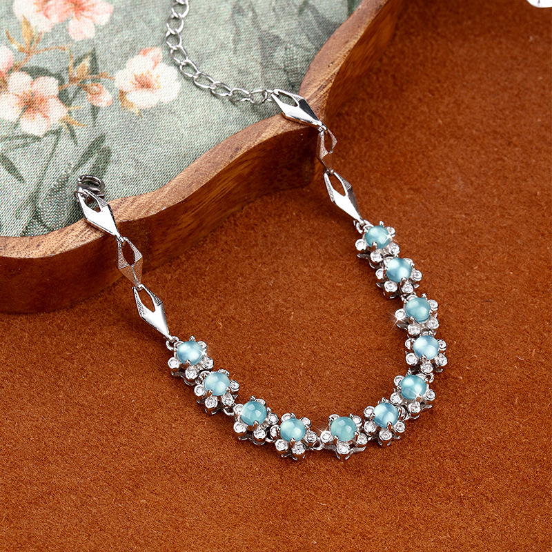Material peligroso natural, joyería de jade de agua azul, pulsera de plata de ley S925 que no se desvanece, nueva moda china para mujer, sentido retro premium