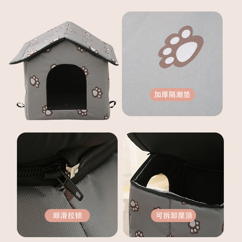 Cena para gatos callejeros Cena para perros Four Seasons Universal CASA para perros y gatos Al aire libre Cena para mascotas extraíble y lavable Cena para gatos plegable Casa de villa para gatos