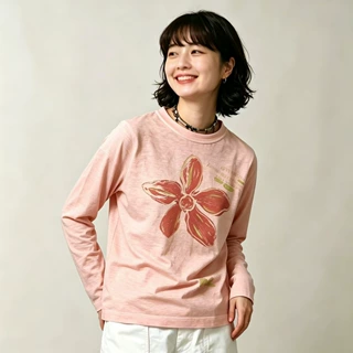 外贸女装45cc前后花朵长袖T恤情侣款厂家批发