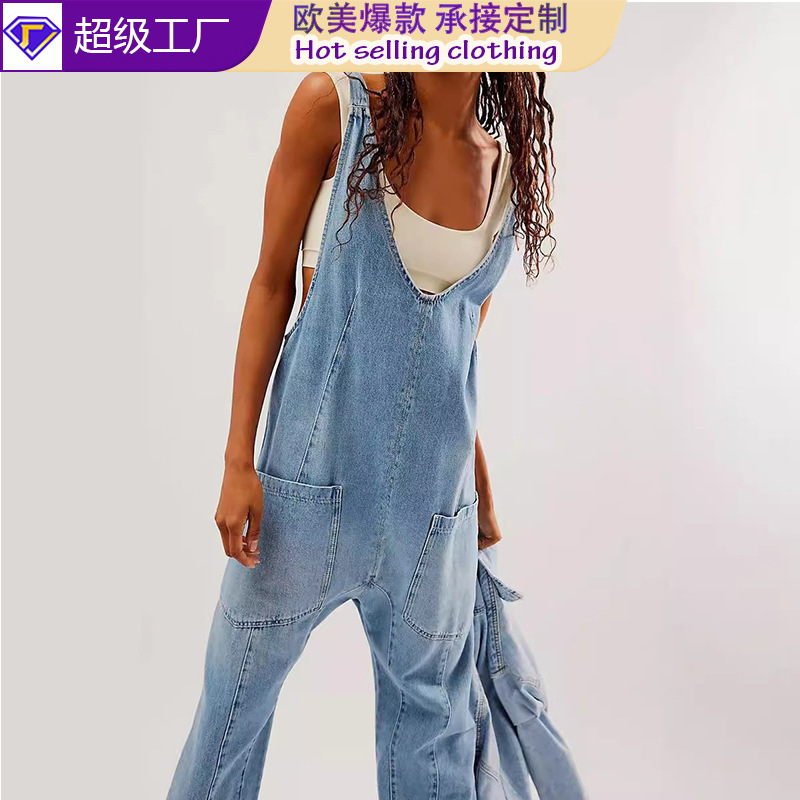 Jiakun Cross-border Casual Jumpsuit Women's Autumn and Winter Tooling Style Denim Strappers Pregnant Women's Jumpsuit Fashion suit New