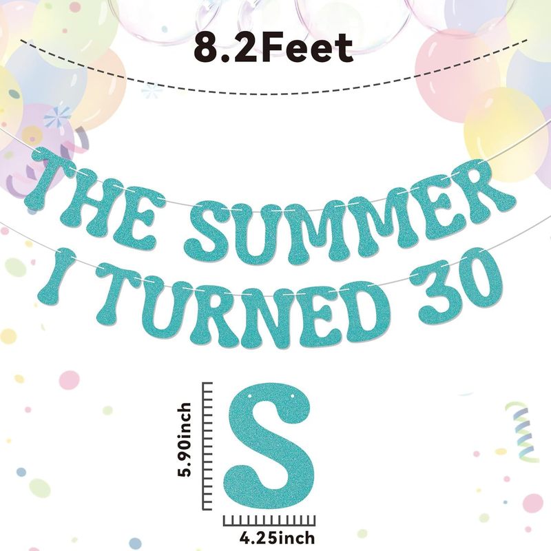亚马逊thesummeriturned13金葱纸拉旗生日布置装饰品横幅拉花闪粉|undefined