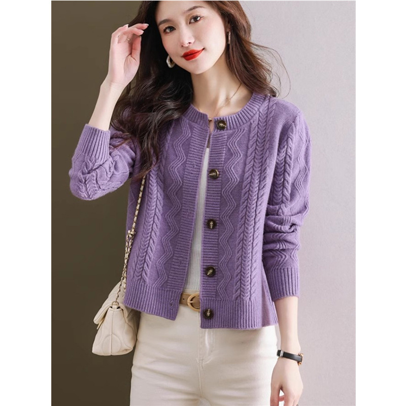 Petite Slimming Sweater Cardigan 2025 Spring and Autumn New Knitted Short Fashion Versatile Long Sleeve Top