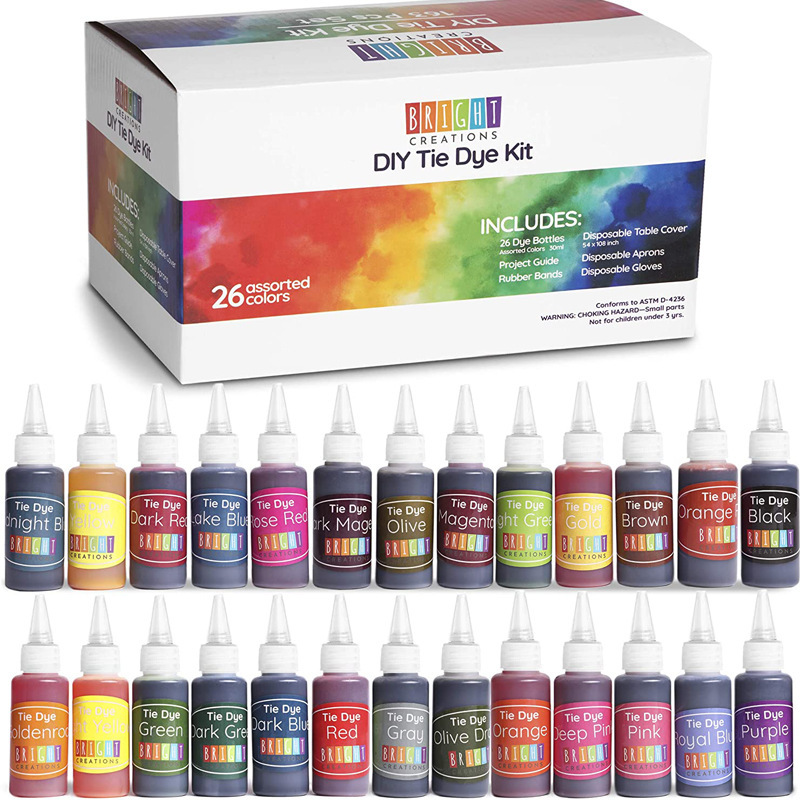 亚马逊扎染套装跨境颜料染色剂套件26色扎染冷水免煮颜料厂家批发