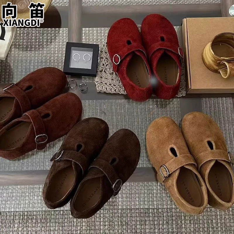 牛皮全包勃肯鞋软底玛丽珍鞋2025新款秋季鞋子女一脚蹬不累脚单鞋|undefined