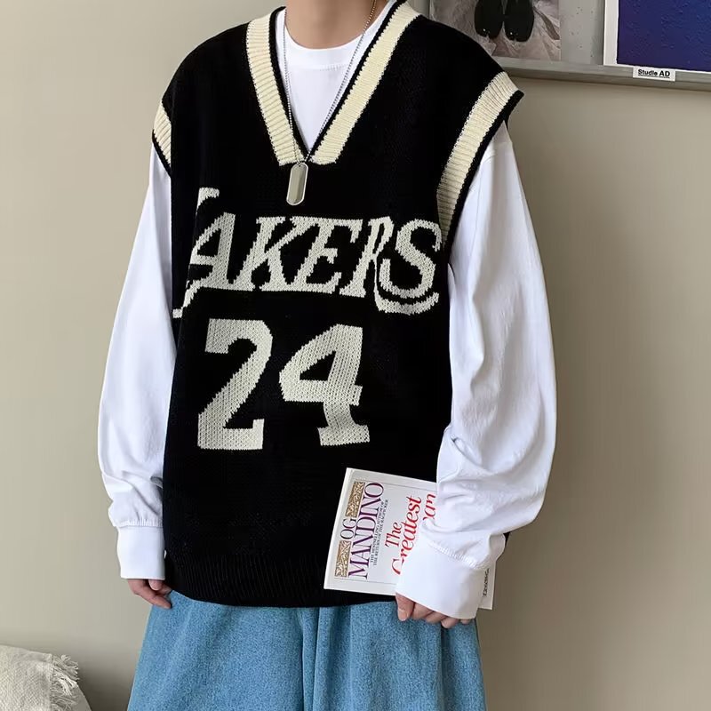 V-neck knitted vest for boys trendy autumn and winter dk couple wear ins super popular outdoor wear lazy style Korean style pullover sweater