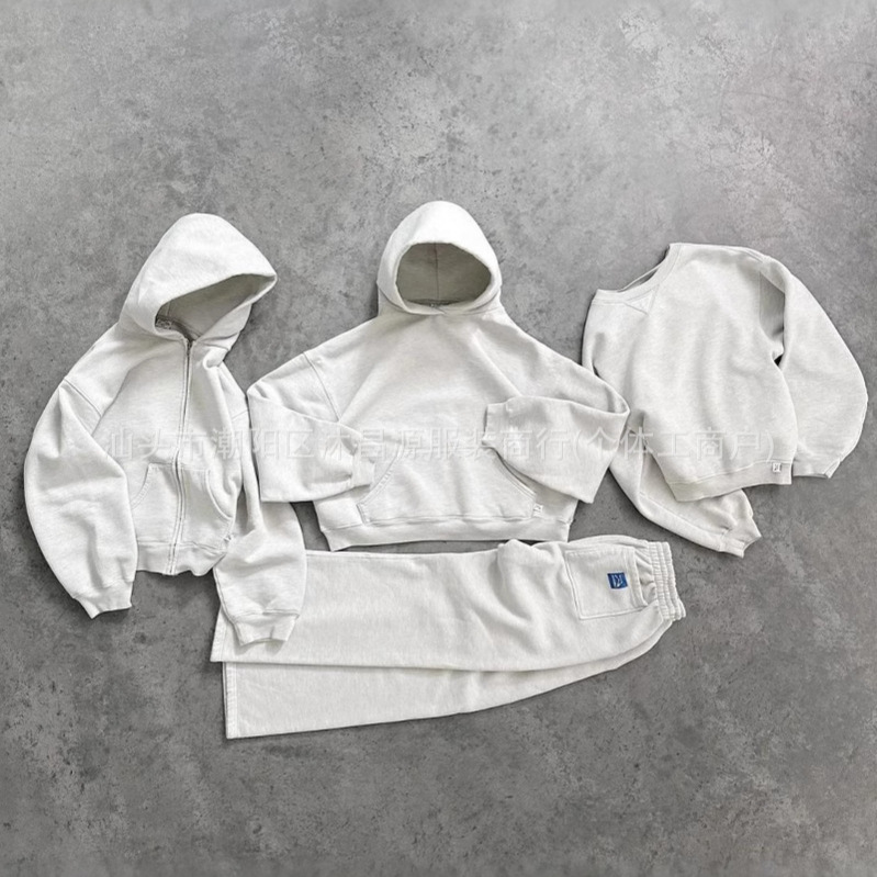 All-Match Solid Color Hoodie Men's and Women's Casual Pullover Sweater Top Pants Trendy Personalized Sweater Fashion Street Style