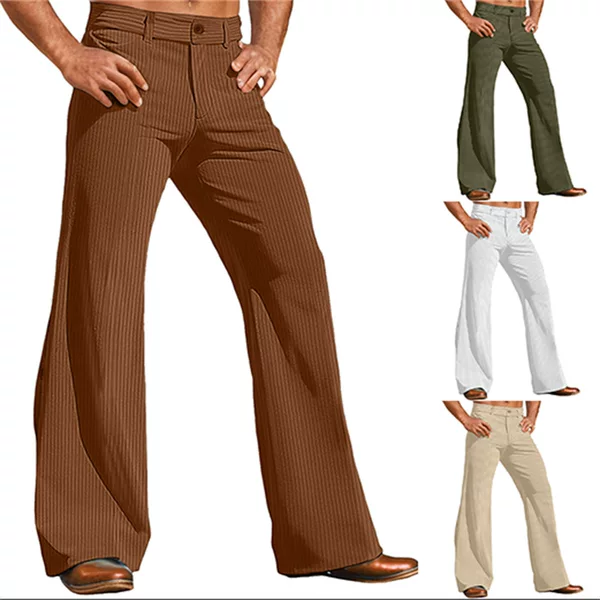 Men's Amazon Retro Solid Color Corduroy Slim Fit Suit Pants