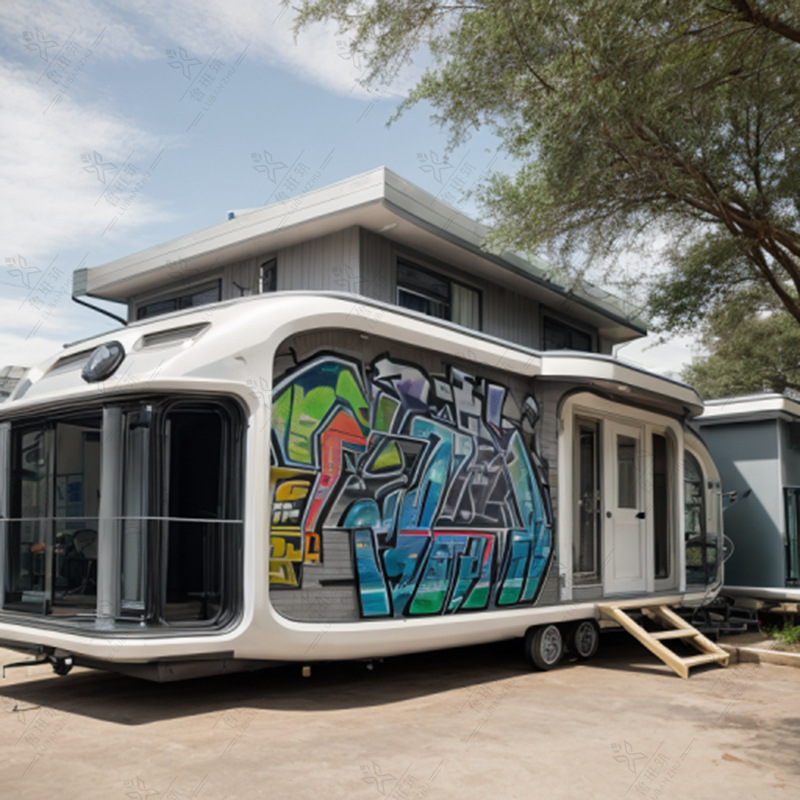 Monstruo MODELO DE AUTOBÚS espacio cápsula casa padre-hijo Tema de dibujos animados estilo de graffiti B & B espacio cápsula habitación personalización