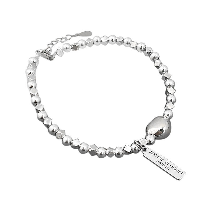 S Pure Fragmented Silver Bracelet Women's Minimalist and Impossible Design Letter Rectangular Card Strap Wearing_voghion.com