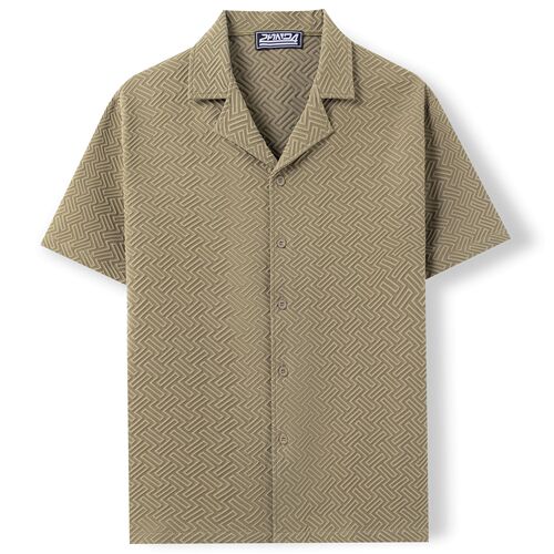 Amazon Independent Store Men's Shirts Summer New Suit Collar Solid Color Short Sleeve Floral Men's Shirt A0303