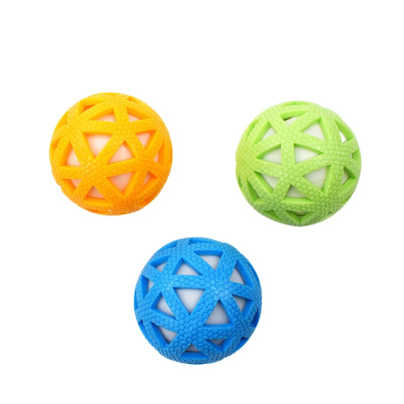 Suministro directo de fábrica de malla hueca bola luminosa 7,5 cm juguete para mascotas molares resistentes a los mordiscos juguete para perros suministros para mascotas