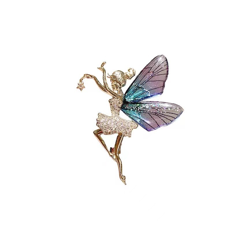 Broche de Alas de Ángel con Microincrustaciones de Circonio, Diseño de Bailarina, para Abrigo, Broche Creativo para Ropa, Novedad 2024