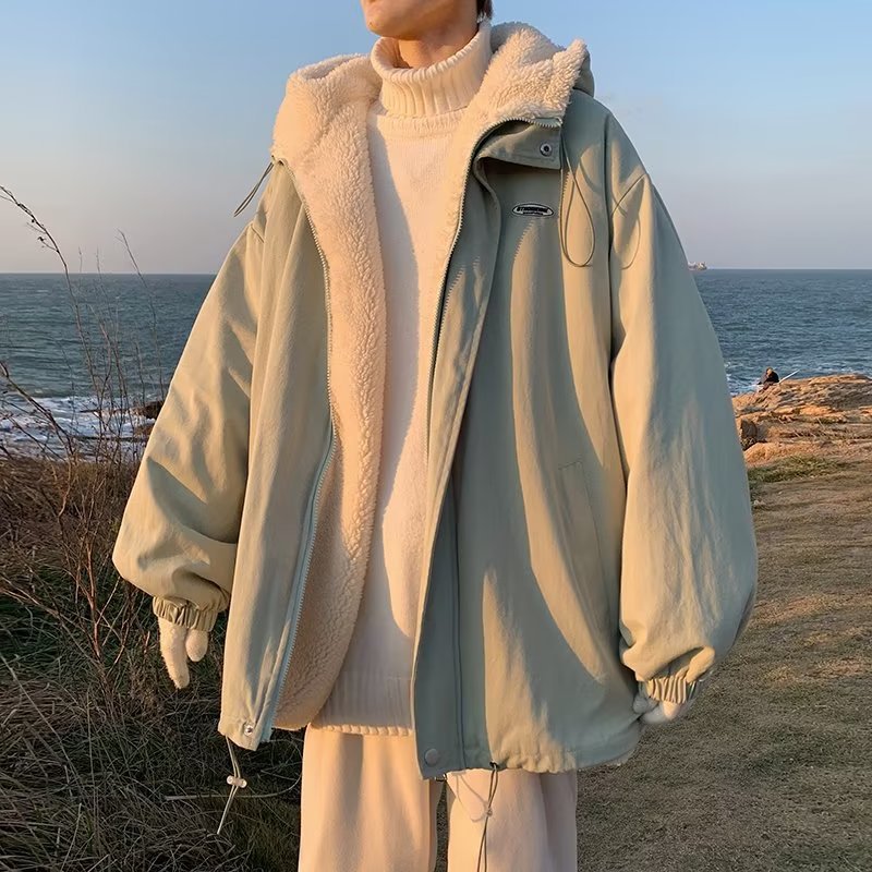 棉服男款 羊羔绒外套潮男冬季加绒加厚棉衣宽松百搭帅气情侣棉袄