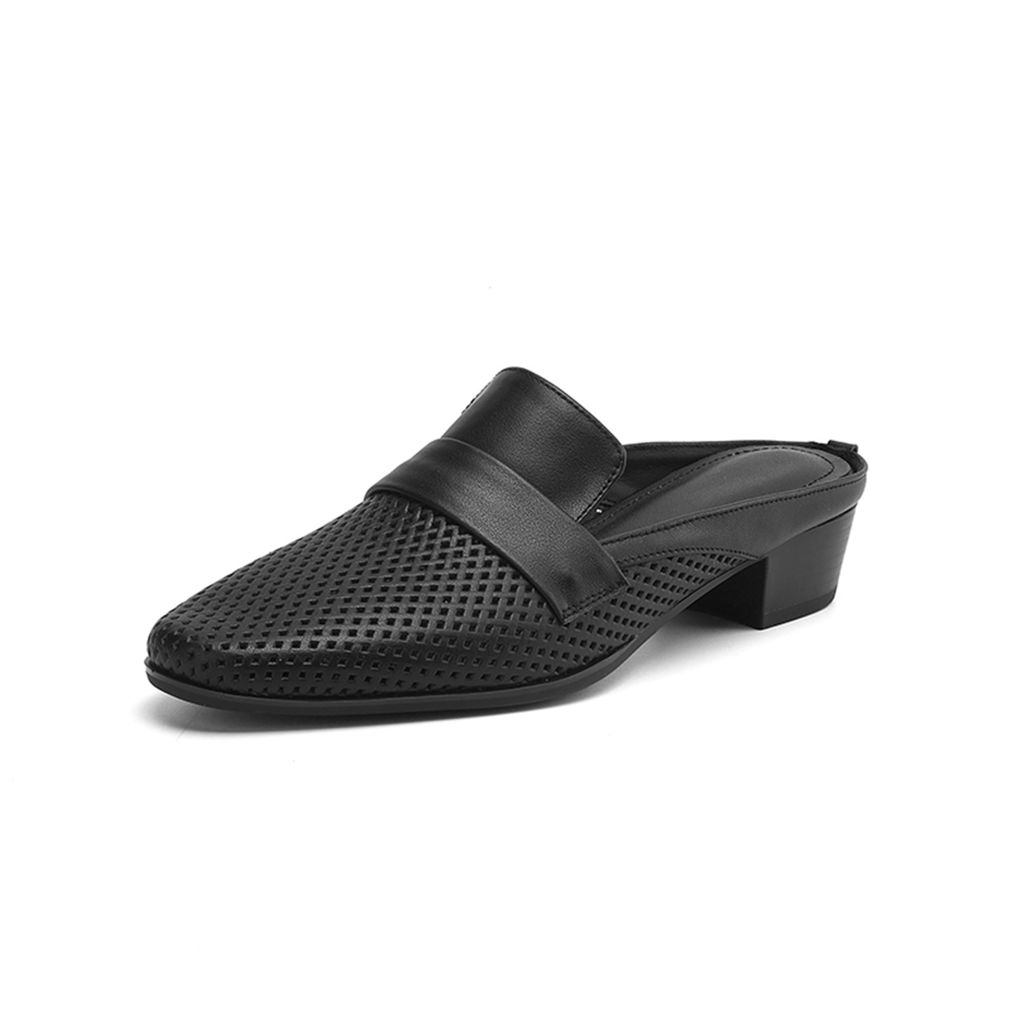 Sandal nữ quai ngang mũi kín gót thấp đế xốp nhẹ mùa xuân hè — đen