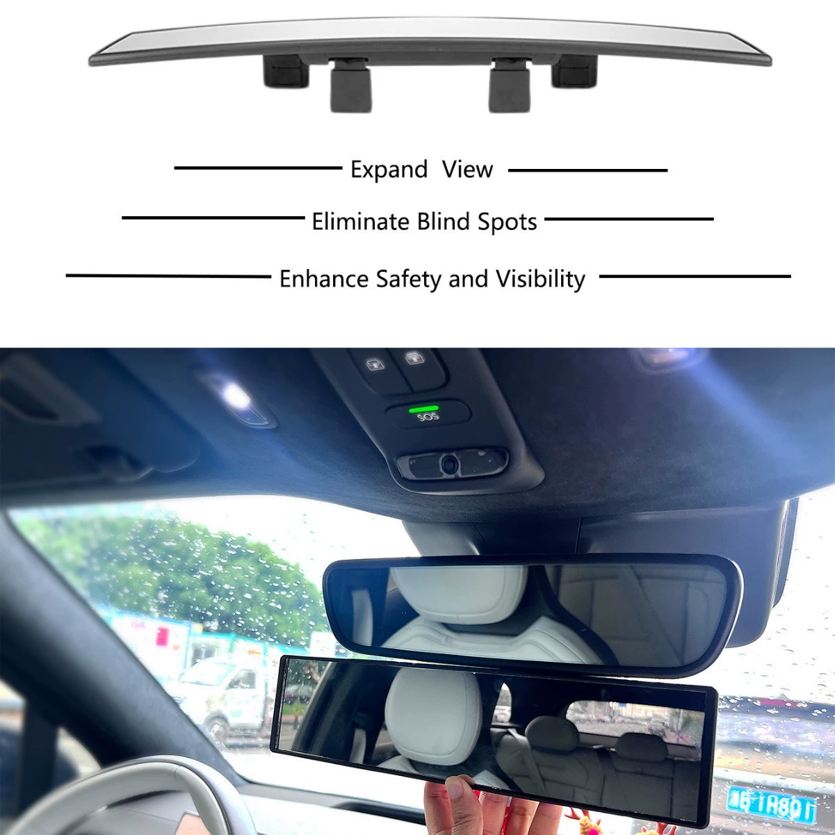 Зеркало заднего вида в салоне автомобиля, большое поле зрения, изогнутый отражатель с защитой от бликов, вспомогательное зеркало заднего вида высокой четкости, защита от разрушения, универсальное панорамное зеркало
