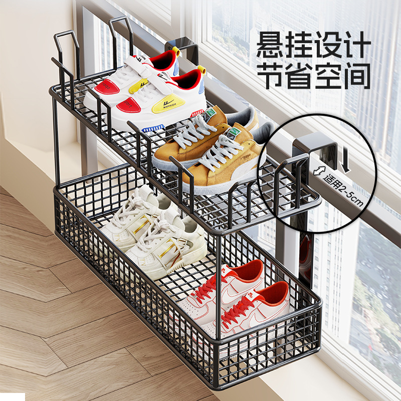 バルコニー吊り下げ靴ラック、ガードレール、靴乾燥品、家庭用窓枠屋外物干しラック、多機能靴下乾燥ラック|undefined