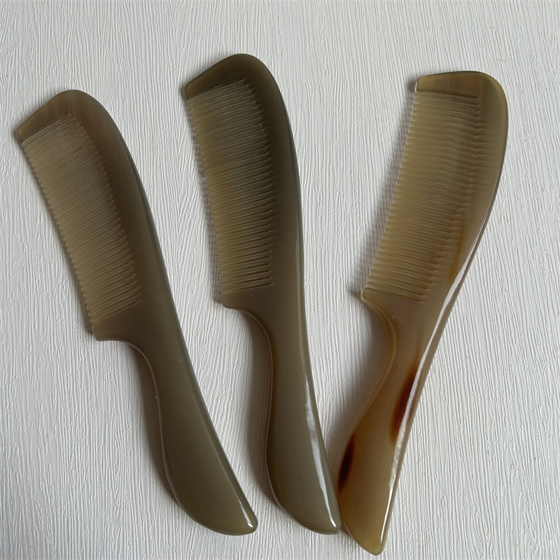 Natural Horn Comb 19cm Round Handle Hair Comb with Gua Sha Massage Edge for Daily Hair Care quality and texture