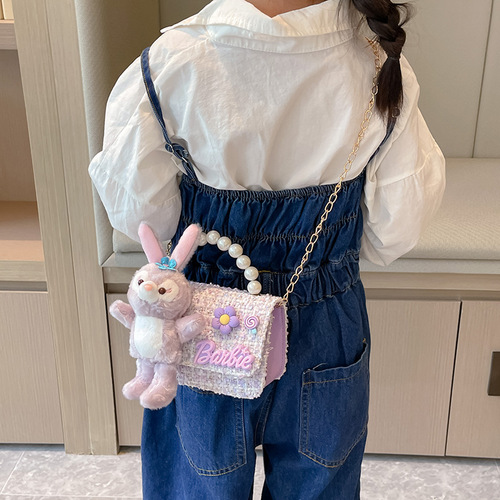 儿童包包洋气可爱小女孩珍珠手提包时尚玩偶配饰斜挎包公主零钱包