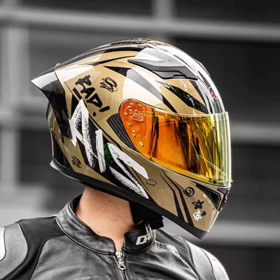plus size Safety Helmet 3C, Motosiklet kaskı (dəbilqə) - golden-spider-symphony-red-common-day-and-night-expensive-20-m
