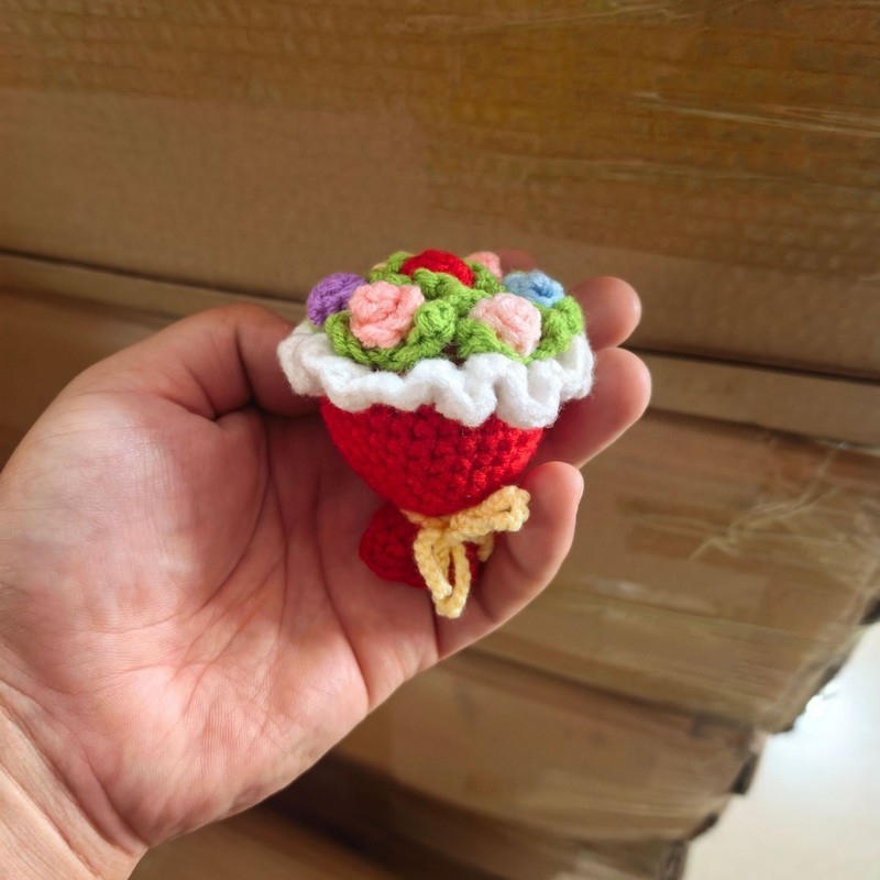 钩织花束手捧花针织迷你成品毛线情人节玫瑰手捧花手工教师节礼物|undefined