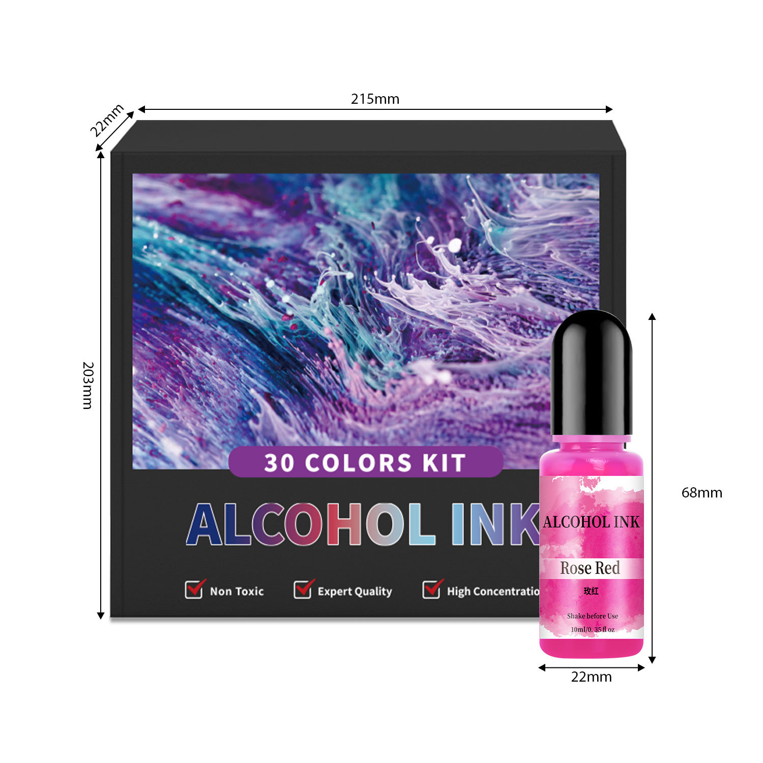 Manufacturer's direct supply of 30 color alcohol ink set, crystal dropper, 3D halo dye, DIY diffusio