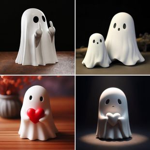 Amazon's New Cross-Border Midle Finger Cute Ghost Halloween Middle Finger Heart Ghost Ornaments