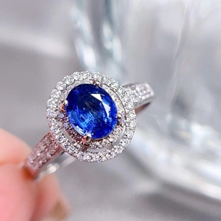 Fubei Diamond Jewelry [18K Gold Inlaid Sapphire Ring] Special Workmanship Glass Body Main Stone 1 Carat Diamond