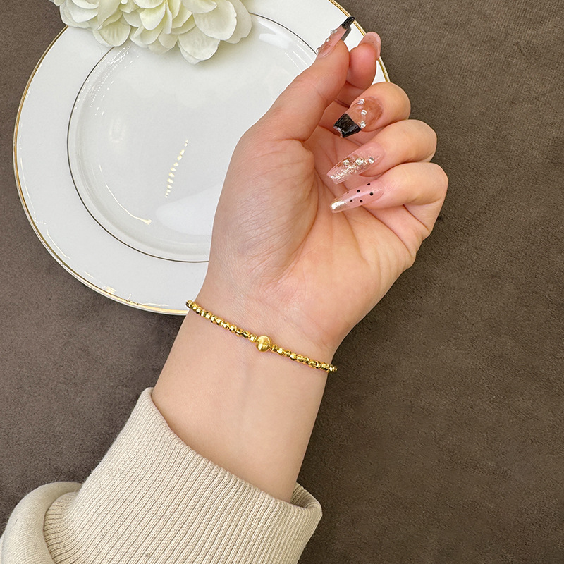 Nueva pulsera de oro antiguo estilo chino de alto nivel de sensación Fu marca de plata destrozada pulsera de bolas de plata no se desvanecerá joyas