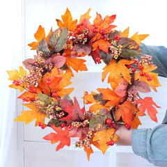国境を越えた秋の新しい感謝祭の装飾秋の花輪は紅葉の花輪のベリーの紅葉の花輪をシミュレーションします。