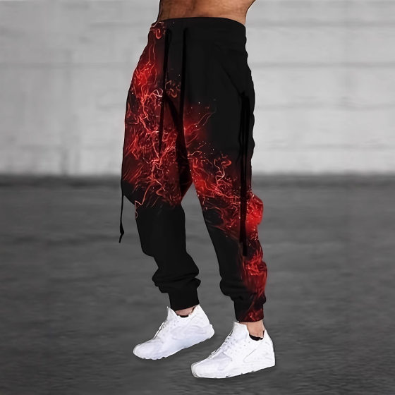 European and American Cross-border Printing Platform Hip-hop Abstract Trousers Loose Cross-border Retro Casual 3D Digital Fall/Winter Men