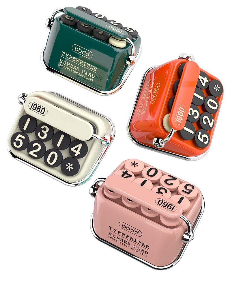 New typewriter temporary parking sign retro phone number plate creative car decoration mobile phone number moving card