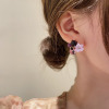 Retro purple crystal, earrings, flowered, 2023 collection