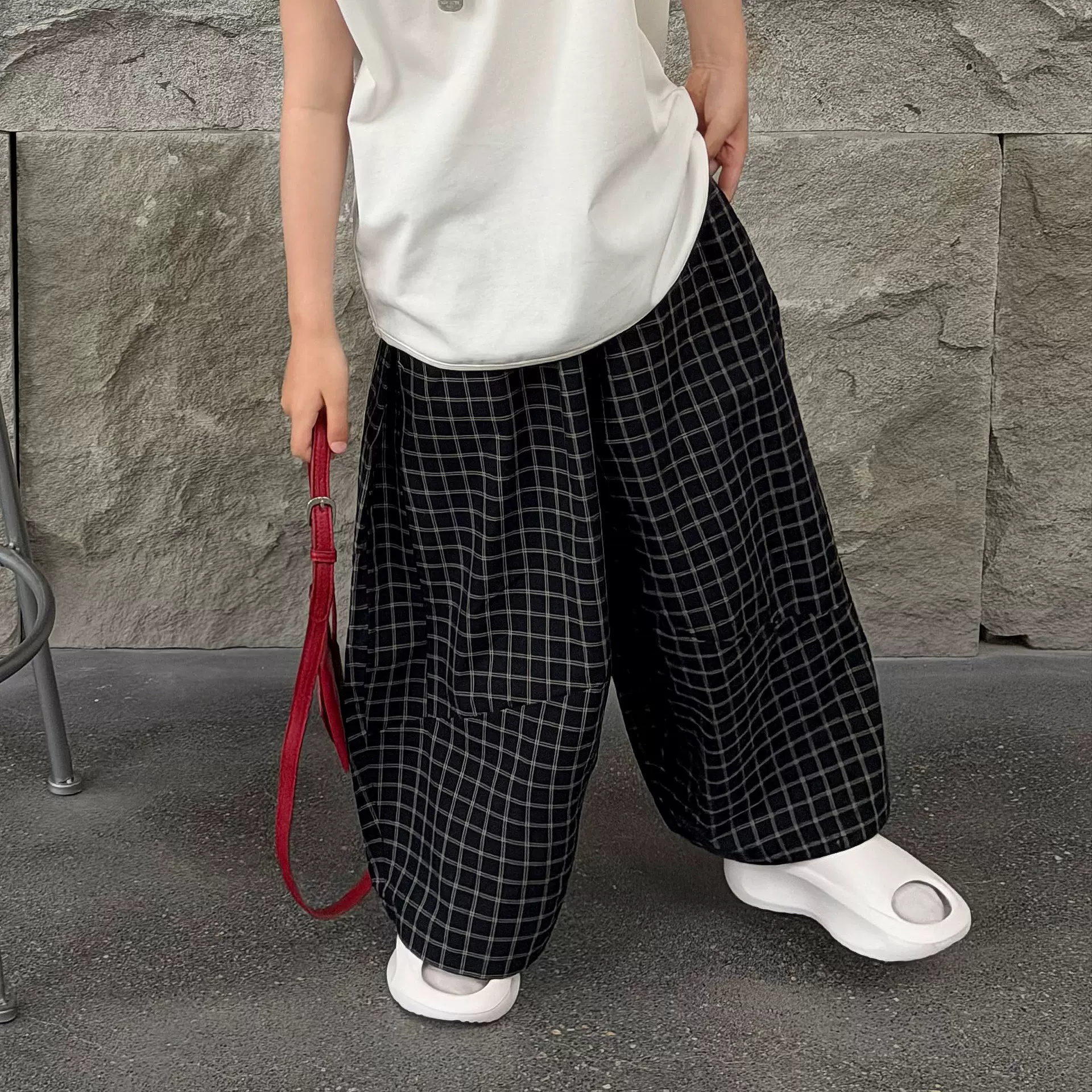 泰如2026夏季新款儿童韩版休闲格子长裤男童时尚百搭透气长裤潮