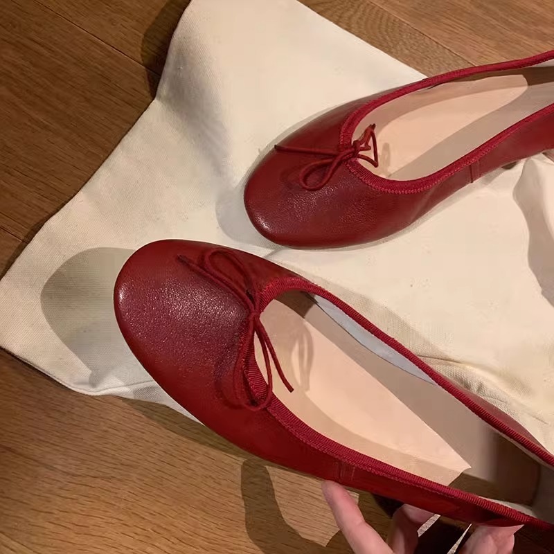香港奶奶鞋女平底软皮2025新款一脚蹬两穿豆豆鞋春秋软底真皮单鞋|undefined