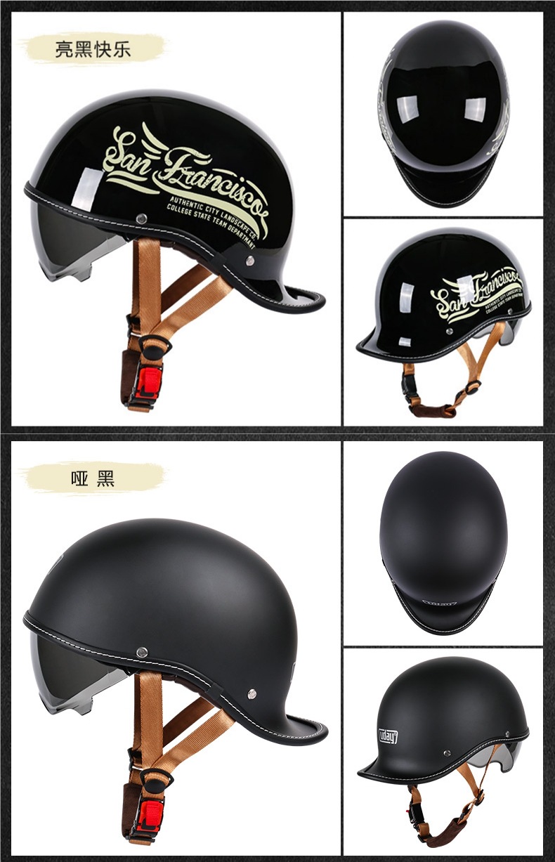 Vday Marvel Co-Branded Genuine Retro Helmet Scoop Helmet Large Size Half Helmet Electric Motorcycle Motorcycle Men and Women Summer