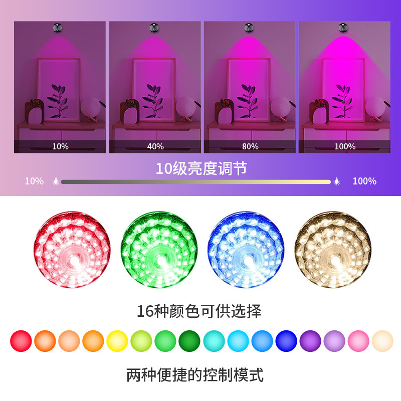 Nuevo USB recargable LED Luz de inundación escaparate de la ventana de la joyería galería de control remoto inteligente RGB atmósfera decorativa proyector