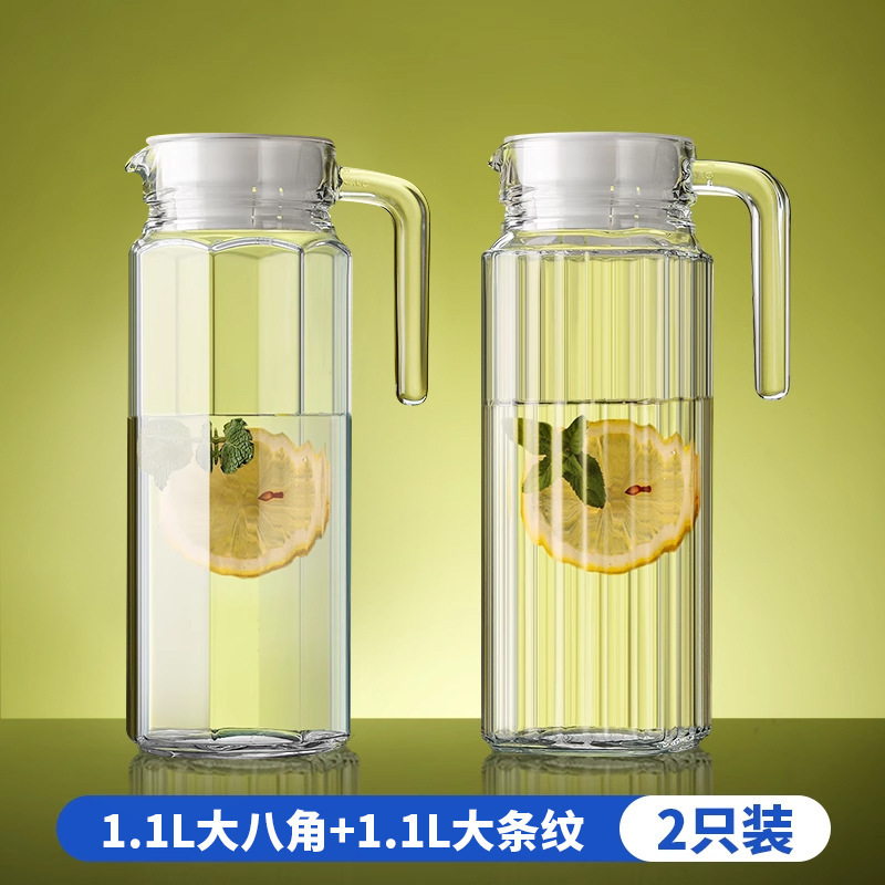 Taza de agua fría de vidrio resistente al calor, tetera de té de gran capacidad, taza de agua fría blanca resistente a altas temperaturas, botella de frutas al por mayor