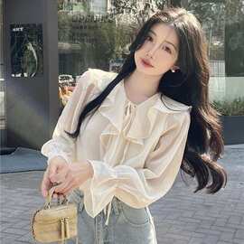 2026年春季新款小个子设计感小众衬衣上衣女百搭温柔甜美长袖衬衫