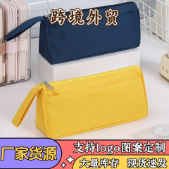 跨境牛津布笔袋学生双层收纳文具铅笔袋便携大容量拉链文具袋笔盒