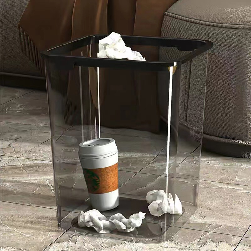 [Automatic Distribution Exclusive] 18L 15L Light Luxury Large Acrylic PET Pressure Ring Household Transparent Garbage Bin
