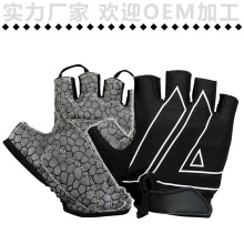 广东厂家自行车健身骑行手套真皮半指男女士防滑露指登山钓鱼夏季