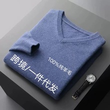 秋冬男士加厚V领100羊毛衫休闲商务打底衫衬衫外塔羊绒上衣毛衣男