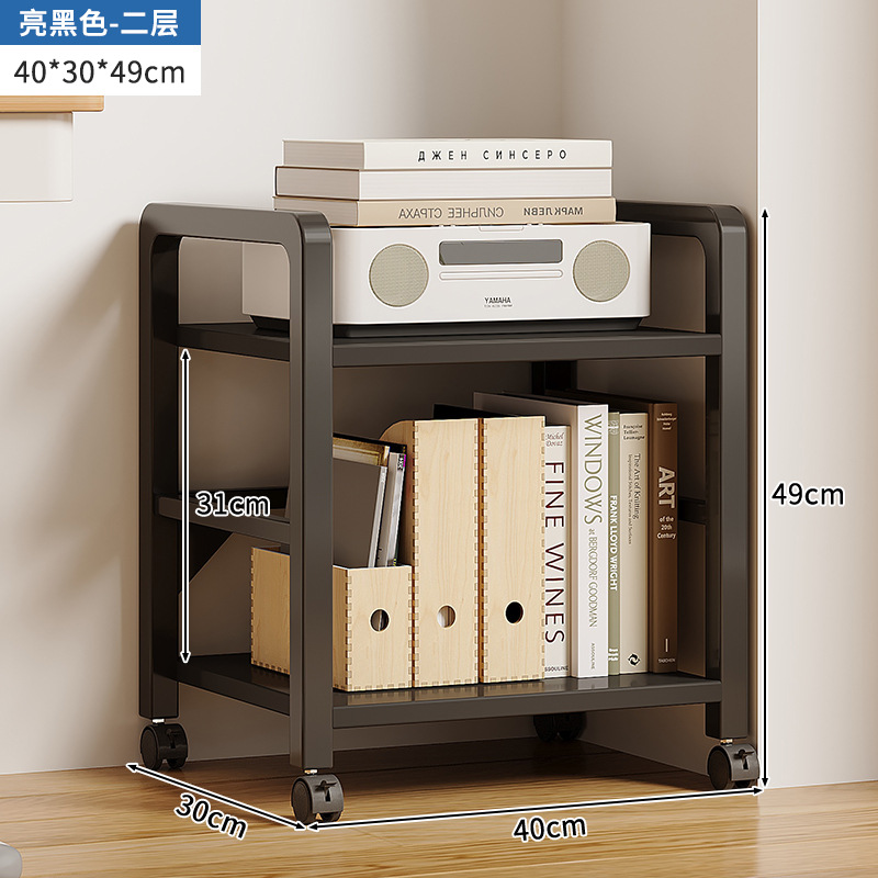 Estantería simple piso multi-capa de almacenamiento de hierro estrecha costura escritorio lateral móvil pequeña estantería estante