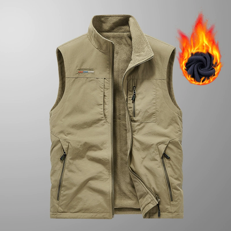 Осенне-зимний двусторонний жилет для ношения, мужской повседневный Свободный жилет больших размеров на флисовой подкладке, двусторонний жилет для ношения, 1906