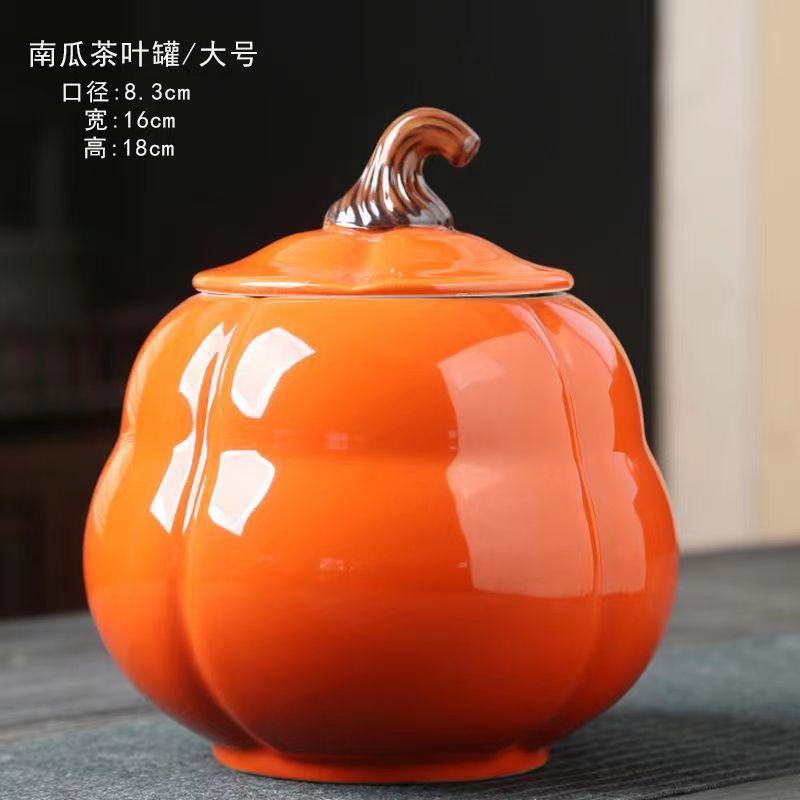 柿子空罐礼盒散装茶叶储存罐喜糖密封罐柿柿如意摆件茶叶罐陶瓷