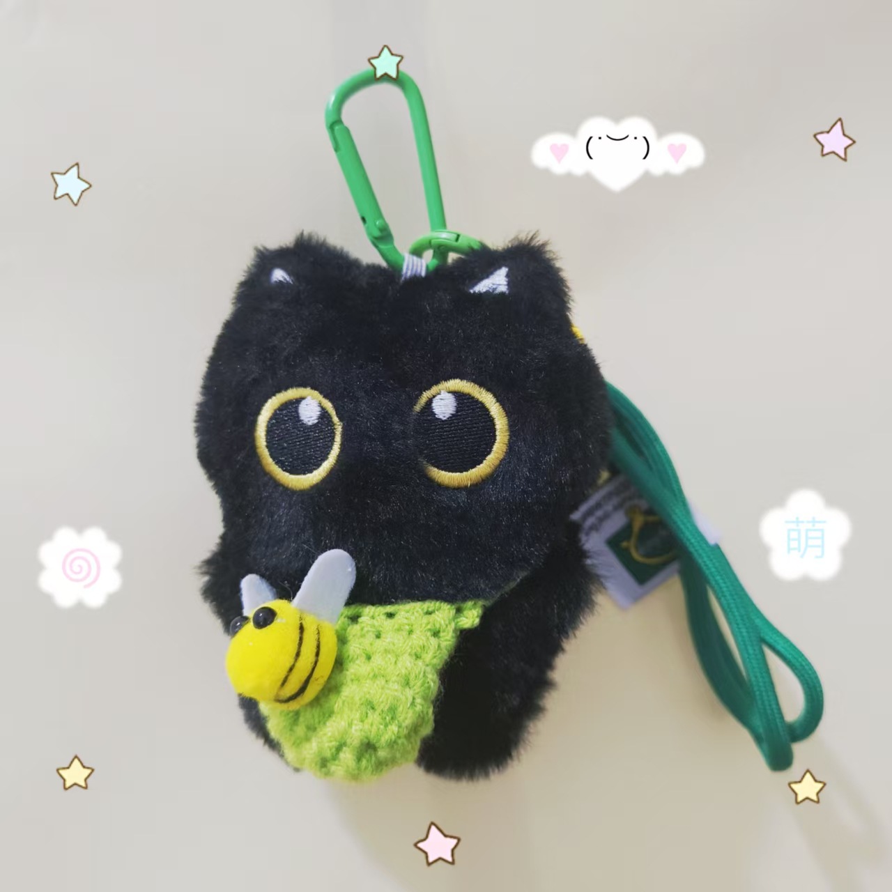 Super lindo pequeño gato negro colgante personalidad lindo muñeca de peluche tejido a mano colgante regalos multicolores para un buen amigo
