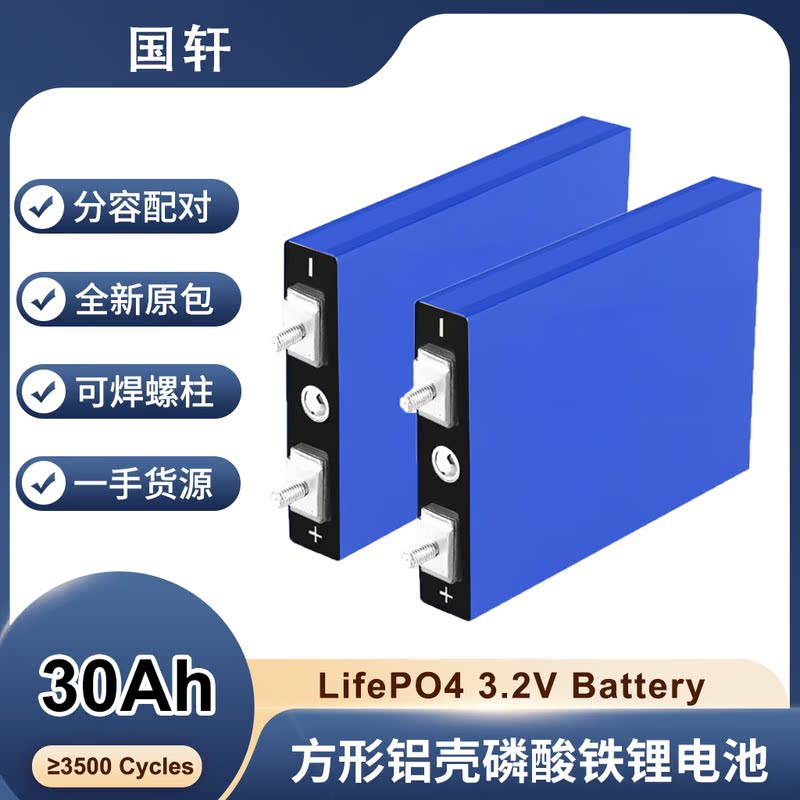 Guoxuan 3.2V30Ah Lithium Iron Phosphate High-Rate Electric Vehicle Energy Storage Battery First-Hand Supply Export Quality